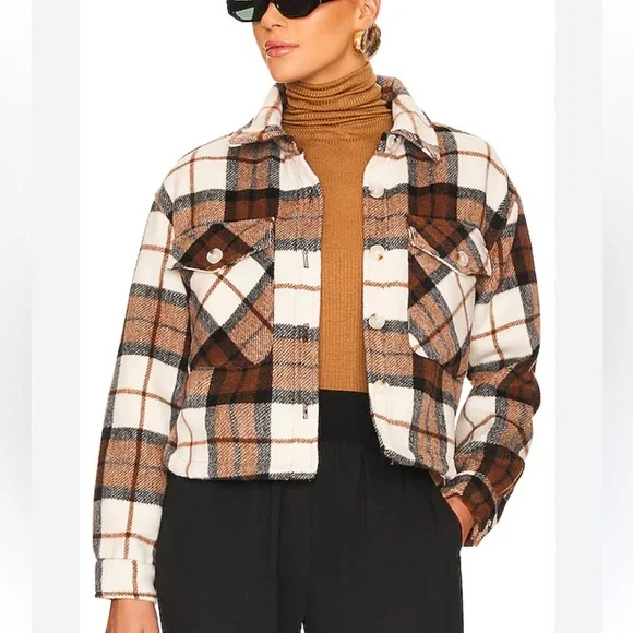 Blank NYC Plaid Cropped Shacket Shirt Jacket in All The Best Size Small - Picture 15 of 15